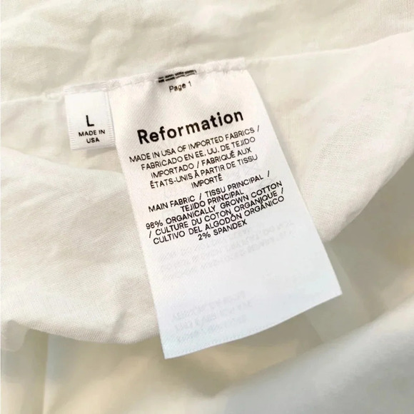 NWT Reformation East White Organic Cotton Tiered Midi Dress Size L - Picture 9 of 16
